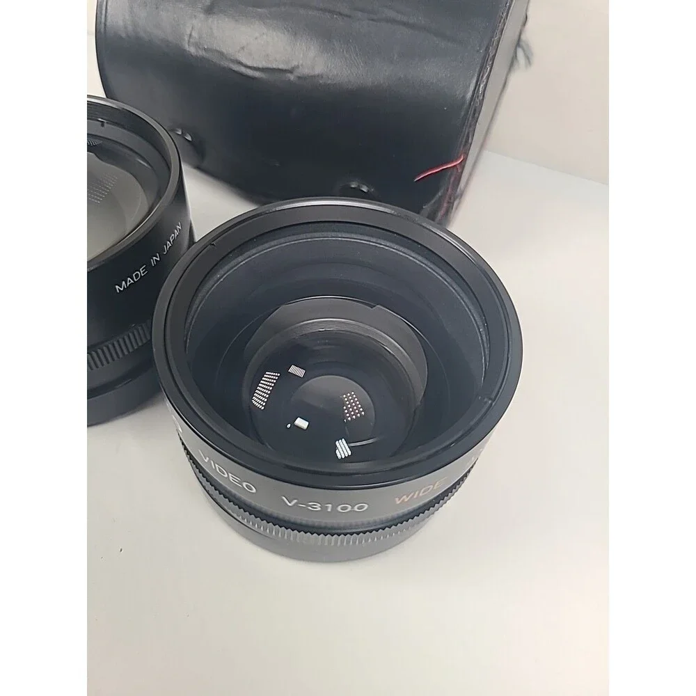 Set of 2 Ambico Video V-3100 Telephoto 1.5X & Wide Angle 0.5X Lenses W/case